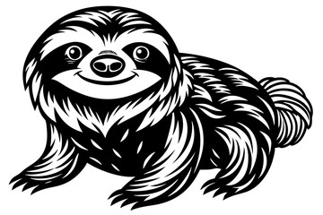 Funny Sloth Vector Illustration Cartoon Clipart Line Art Design, Funny sloth illustration with white background, perfect for vector, cartoon, clipart, and line art designs