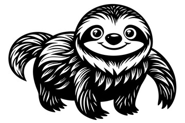 Funny Sloth Vector Illustration Cartoon Clipart Line Art Design, Funny sloth illustration with white background, perfect for vector, cartoon, clipart, and line art designs