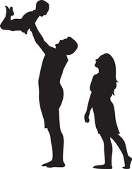 Happy family silhouette set, Family silhouettes, Vector illustration silhouettes of family, Collection of family silhouettes on white background.