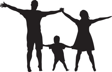 Happy family silhouette set, Family silhouettes, Vector illustration silhouettes of family, Collection of family silhouettes on white background.