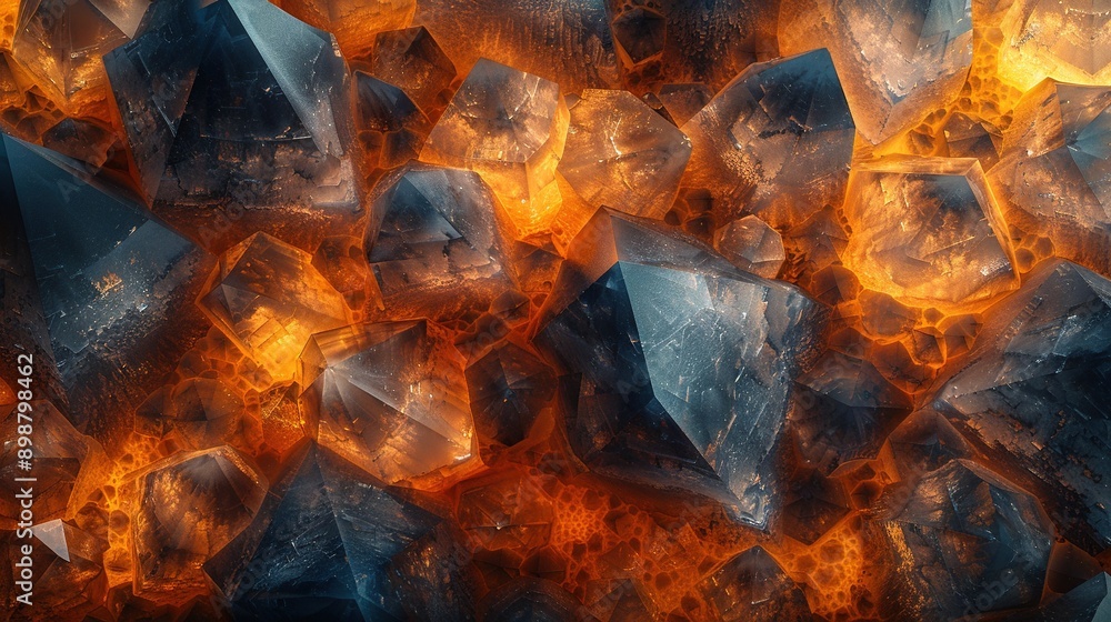 Poster a table with orange and blue flames beneath an array of melting ice cubes