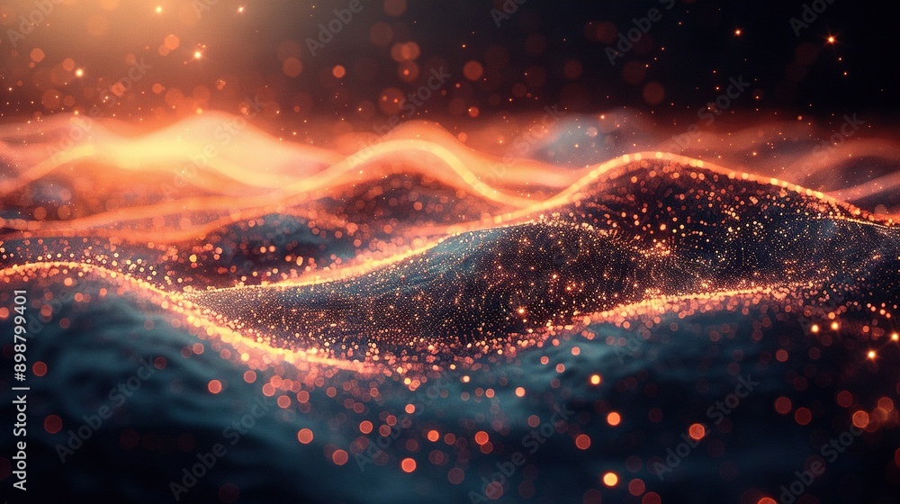 Poster a wave in the ocean illuminated by a light source above it