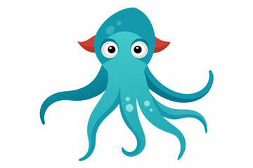 Funny Squid Vector Illustration with White Background Cartoons, Clipart, and Line Art Design, Funny squid vector with white background: cartoon, clipart, and line art design