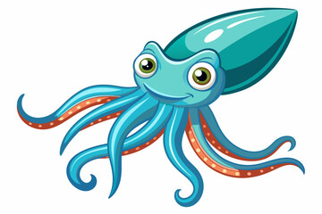 Funny Squid Vector Illustration with White Background Cartoons, Clipart, and Line Art Design, Funny squid vector with white background: cartoon, clipart, and line art design