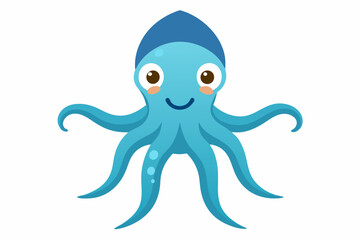 Funny Squid Vector Illustration with White Background Cartoons, Clipart, and Line Art Design, Funny squid vector with white background: cartoon, clipart, and line art design