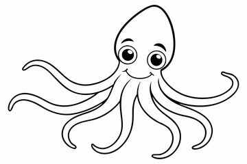 Funny Squid Vector Illustration with White Background Cartoons, Clipart, and Line Art Design, Funny squid vector with white background: cartoon, clipart, and line art design