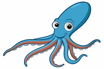 Funny Squid Vector Illustration with White Background Cartoons, Clipart, and Line Art Design, Funny squid vector with white background: cartoon, clipart, and line art design
