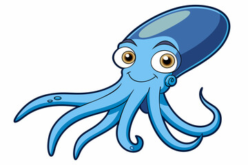 Funny Squid Vector Illustration with White Background Cartoons, Clipart, and Line Art Design, Funny squid vector with white background: cartoon, clipart, and line art design