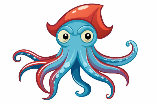 recommend clip art: Funny Squid Vector Illustration with White Background Cartoons, Clipart, and Line Art Design, Funny squid vector with white background: cartoon, clipart, and line art design