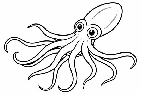 recommend clip art: Funny Squid Vector Illustration with White Background Cartoons, Clipart, and Line Art Design, Funny squid vector with white background: cartoon, clipart, and line art design
