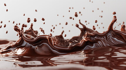 Realistic liquid brown chocolate wave splash on white background