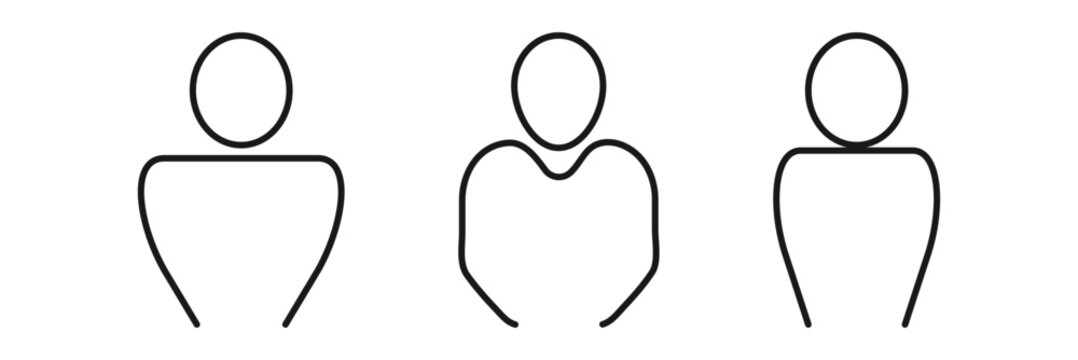 User icon. A vector illustration depicting  face silhouettes or icons, serving as avatars or profiles for unknown or anonymous individuals. The illustration portrays a user portrait. User vector icon.