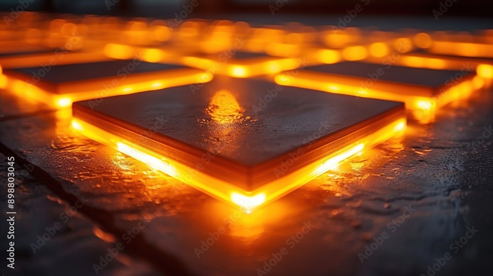 Poster a close-up of a square object with rectangle-shaped lights on its sides