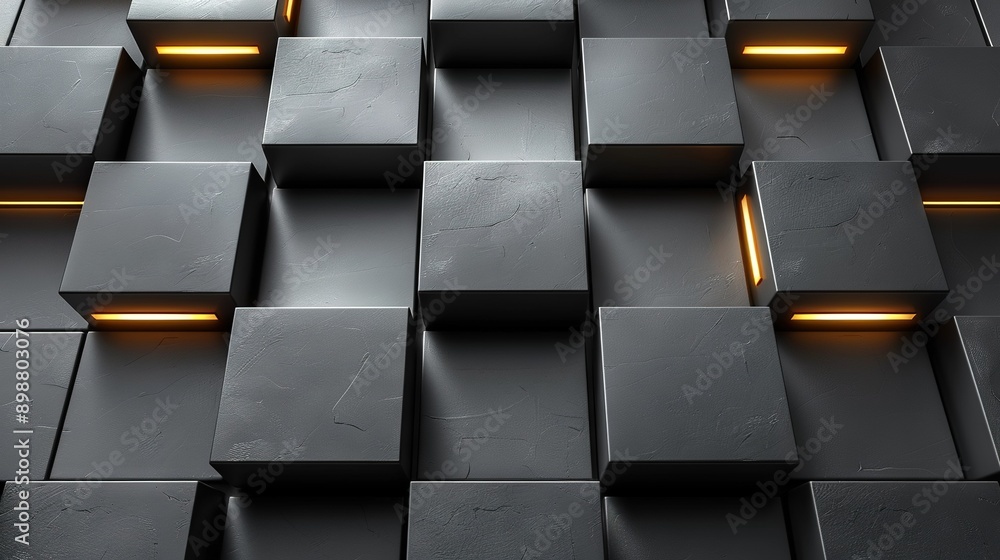 Poster a photo of a cube wall with a light shining from within one of the cubes