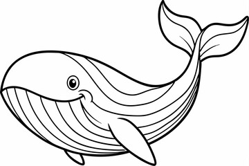 Funny Whale Vector Illustration, Cartoon Clipart And Line Art Design, Funny whale vector illustration with white background, ideal for cartoons and clipart