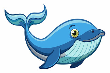 Obraz premium Funny Whale Vector Illustration, Cartoon Clipart And Line Art Design, Funny whale vector illustration with white background, ideal for cartoons and clipart