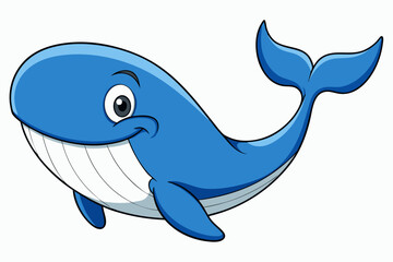 Obraz premium Funny Whale Vector Illustration, Cartoon Clipart And Line Art Design, Funny whale vector illustration with white background, ideal for cartoons and clipart