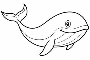 Funny Whale Vector Illustration, Cartoon Clipart And Line Art Design, Funny whale vector illustration with white background, ideal for cartoons and clipart