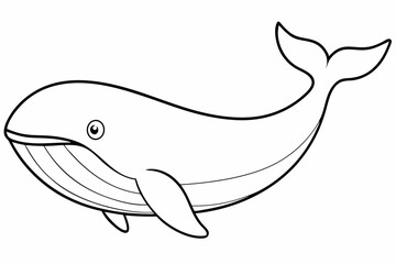 Funny Whale Vector Illustration, Cartoon Clipart And Line Art Design, Funny whale vector illustration with white background, ideal for cartoons and clipart