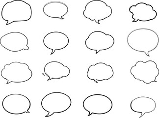Bulles de dialogues, set, vecteur sur fond transparent 