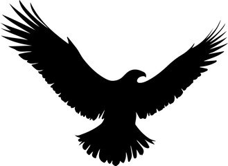 Obraz premium Oiseau en vol, silhouette noir sur fond blanc