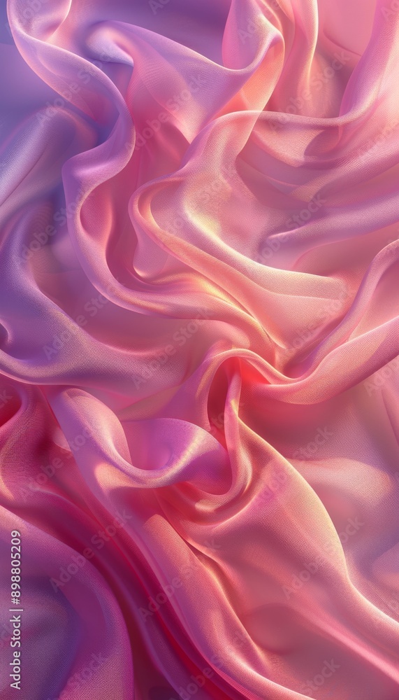 Poster close-up of an abstract pink fabric texture with flowing folds and soft lighting