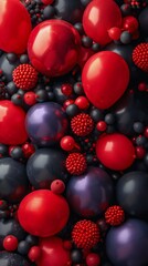 Fototapeta premium Abstract Painting of Red and Black Balls With Berries