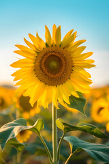 Radiant Sunflower Standing Tall: Capturing Emphasis in a Golden Field