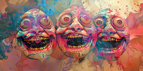 Scary Portrait. Giggly Gabber: Laughter and Lingo of the Big Talker