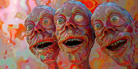 Scary Portrait. Giggly Gabber: Laughter and Lingo of the Big Talker