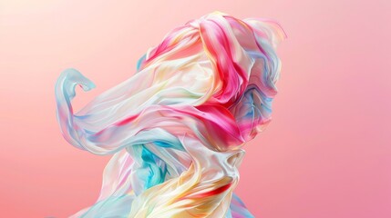 Obraz premium Elegantly drifting on a gentle pink canvas, this abstract silk fabric fuses soft hues in beautiful patterns, infusing artistry and sophistication