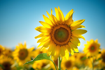 Radiant Sunflower Standing Tall: Capturing Emphasis in a Golden Field