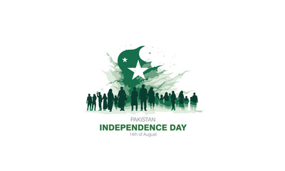 14th August of Independence Day of Pakistan, holiday with Pakistan flag on white background