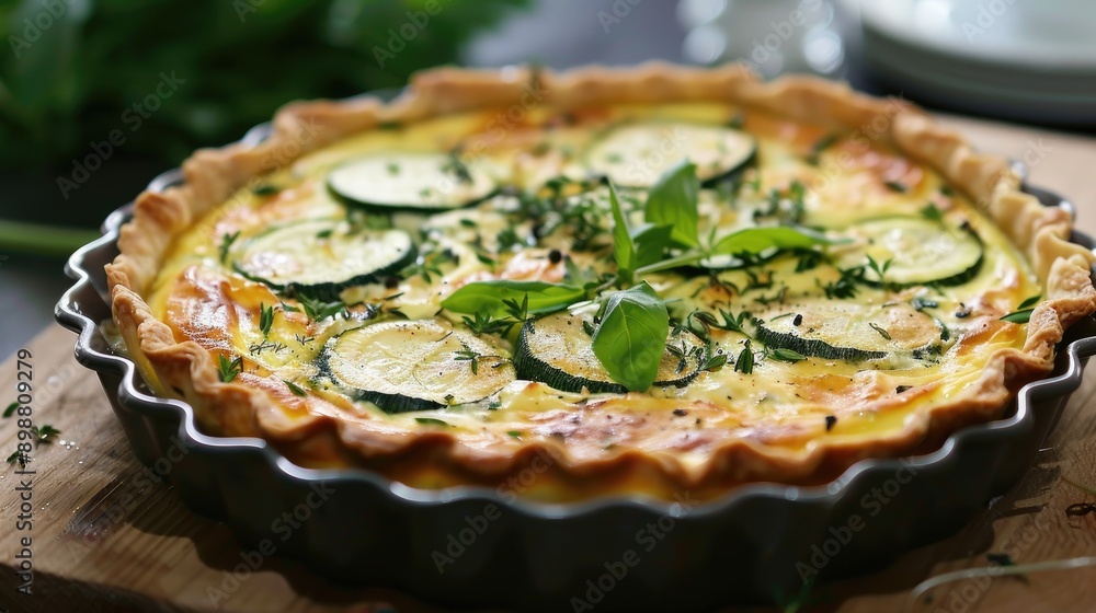 Sticker courgette quiche with traditional herbs