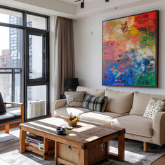 industrial loft space with painting 