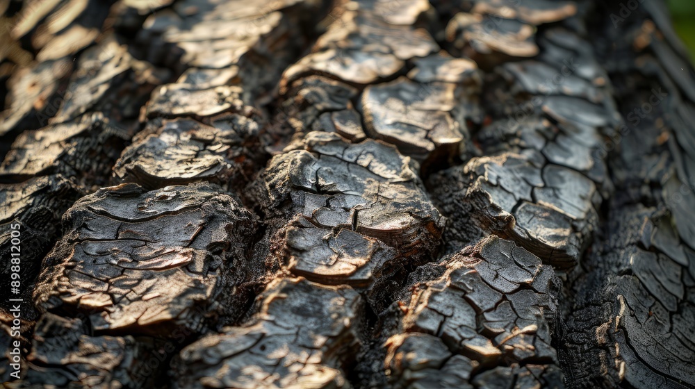 Poster detailed texture of a lime tree trunk captured in soft evening light
