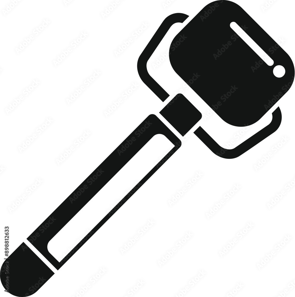 Wall mural black and white icon of a medical hammer being used to check reflexes