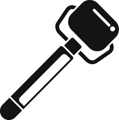 Black and white icon of a medical hammer being used to check reflexes