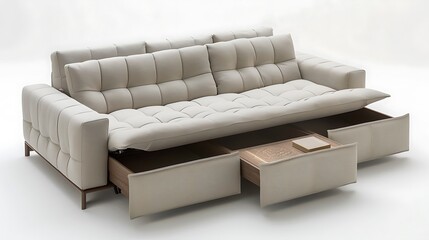 Contemporary sofa with hidden compartments 