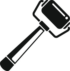 Black silhouette of an auction hammer striking a surface, symbolizing the delivering of justice