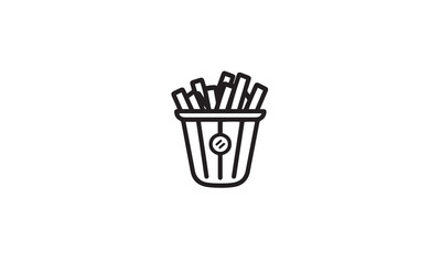 fries potatoes logo design black simple flat icon on white background