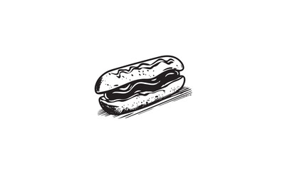hot dog logo design black simple flat icon on white background