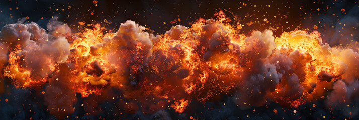 Dramatic Explosion with Intense Flames and Smoke Creating a Powerful Visual Impact