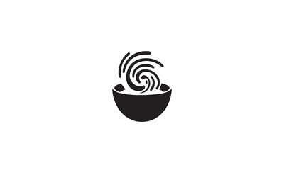 ramen noodle soup logo design black simple flat icon on white background