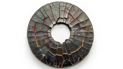 4 inch steel cutting disc , cracked​ isolated​ on​ white​ background