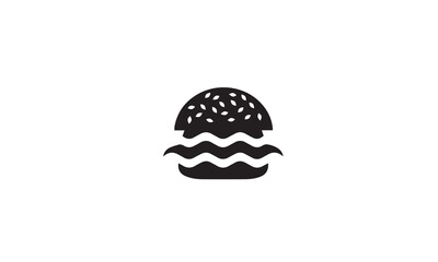 hamburger logo design black simple flat icon on white background