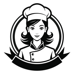 Female Chef with Dish in Hand Logo Icon Vector on White Transparent Background for Restaurant Hotel
