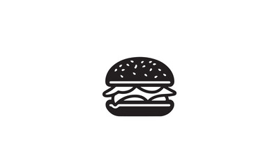 hamburger logo design black simple flat icon on white background