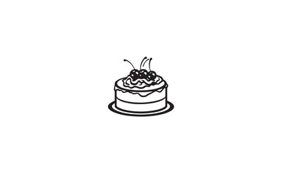 cake logo design black simple flat icon on white background
