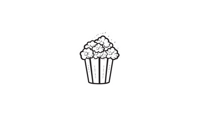 popcorn logo design black simple flat icon on white background